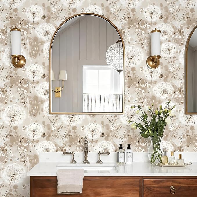 Nukofal Flora Peel and Stick Wallpaper Dandelion Wallpaper Floral Contact Paper - Image 5