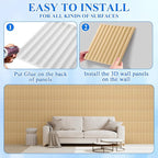 Nuanchu 32 Pcs 3D Slat Wall Panels, Paintable Waterproof Textured Tiles - Image 5