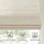 TWOPAGES Woven Bamboo Cordless Roman Shades, Custom No Drill or Motorized Blinds - Image 4
