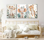 3 Pcs Safari Animals Nursery Canvas Wall Art Jungle Animals Cheetah Elephant - Image 6