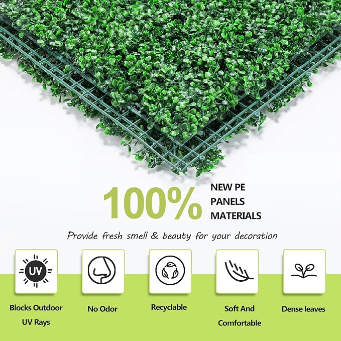 AOKIE 20"X20" Artificial Grass Wall, Party Garden Fence Decor - Image 3