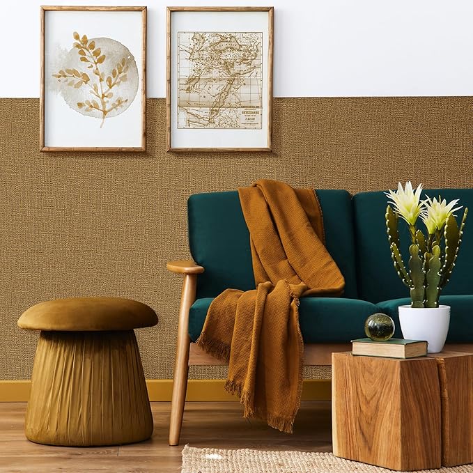WADILE Grasscloth Peel and Stick Wallpaper 23.6in x 236in, Textured Contact - Image 3