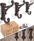 Rustic Cast Iron Coat Hooks Rustic Dark Brown, Wall Mounted, Farmhouse by MyFancyFarmhouse
