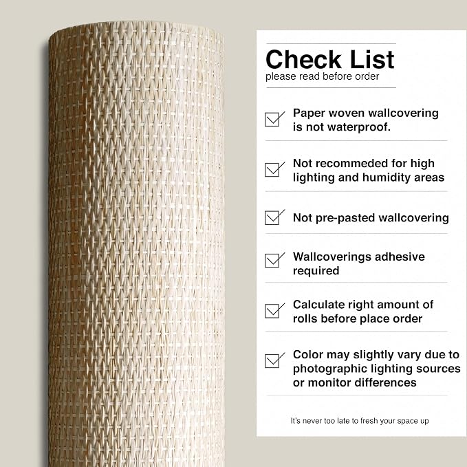 Ansehan Natural Paper Weave Grasscloth Wallcovering, W412 Marbletile 36" x8yd - Image 8