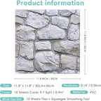 Commomy 3D Faux Stone Wall Panel Peel and Stick Wall Tiles - Image 7
