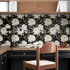 Laatse Dark Floral Wallpaper Peel and Stick Boho Wallpaper 17.5in x 118in White - Image 5