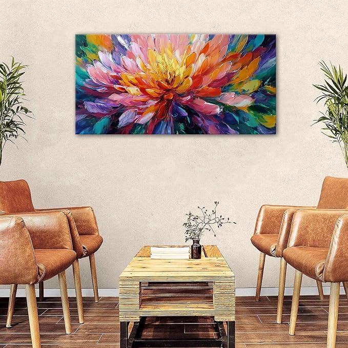 Abstract Lotus Wall Art Zen Wall Decor Large Colorful Lotus Flower Pictures - Image 3
