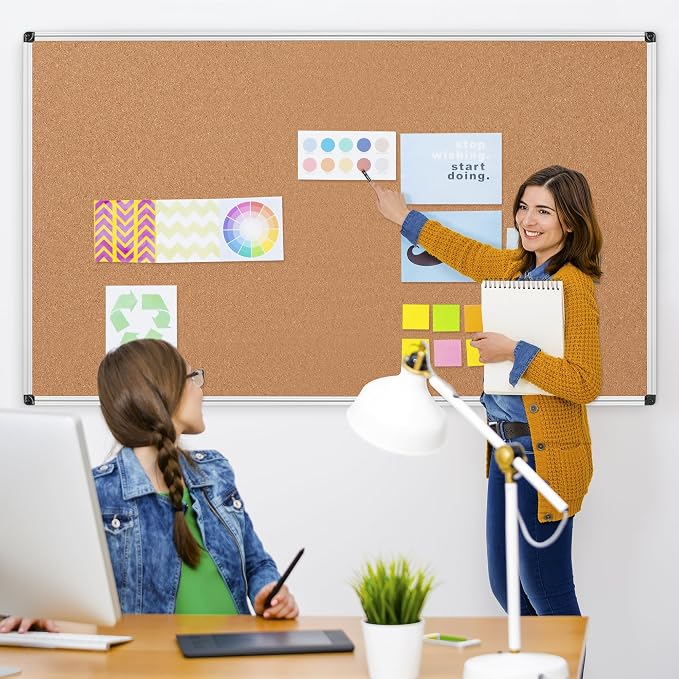 Extra Large Cork Bulletin Board 72" X 48", Wall Mounted Notice Pin Board - Image 2