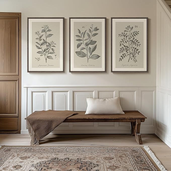 Large Framed Vintage Botanical Wall Art - Image 4