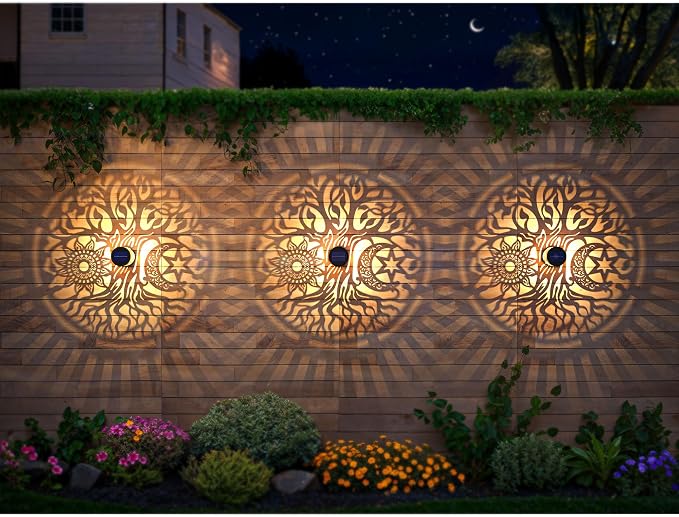 2 Pack Large Solar Fence Lights Metal Solar Powered Outdoor Wall Deck Step - Image 6