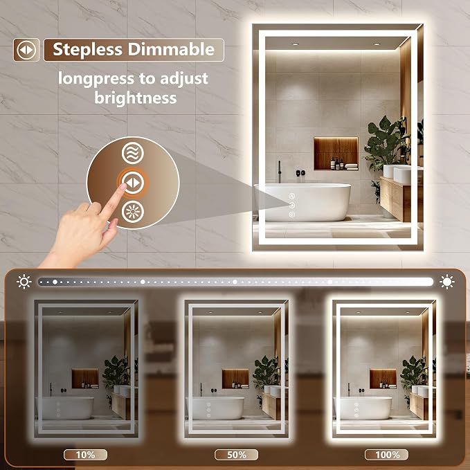 28x36 Inch LED Lighted Bathroom Mirror - Image 3