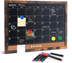 Chalkboard Calendar for Wall, Small Rustic Framed Magnetic Chalkboard & Cork by Marribol