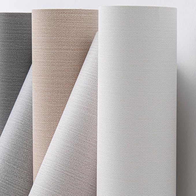 Haimin Fabric Wallpaper Textured Contact Paper White Peel and Stick Faux Linen by HaiminHomeDecorWallpaper
