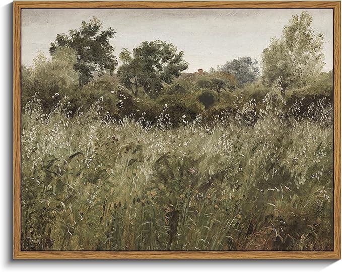 InSimSea Framed Canvas Wall Art Vintage Decor, Painting Wall Decor, Grassland by InSimSeaArt