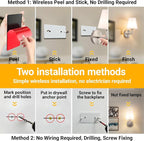 Vimhou Peel and Stick Wall Sconces, Stick On Wall Sconce Set of 2, Battery - Image 3