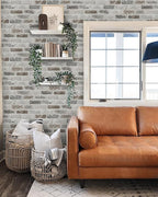 Guvana 17.3"×197" Brick Peel and Stick Wallpaper Grey Brown 3D Self Adhesive - Image 6