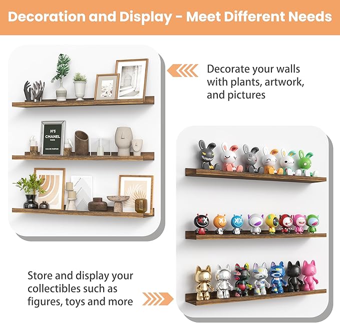 upsimples Floating Shelves for Wall, 47.3 Inch Shelves for Decor Storage Set of - Image 6