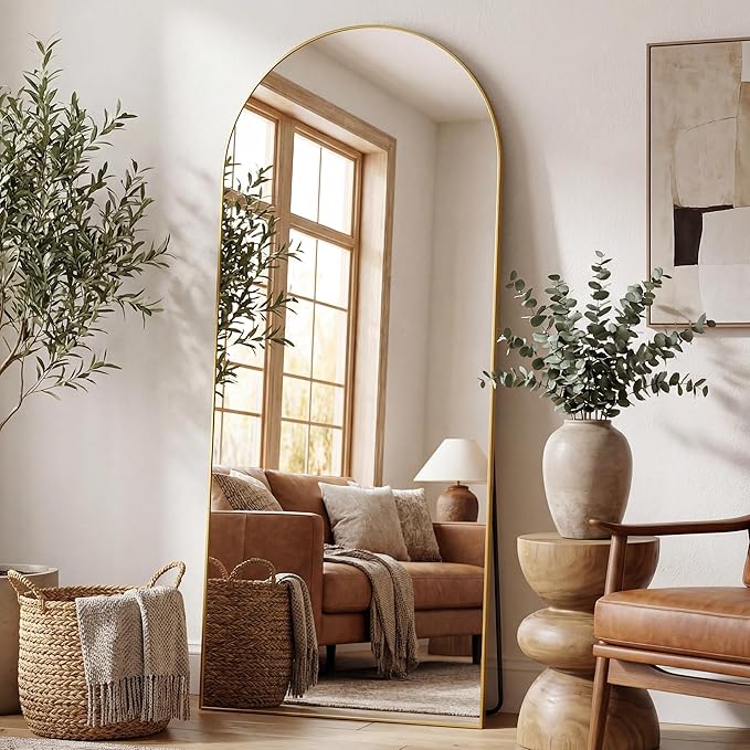 Antok Full Length Mirror, Arched Floor Standing Freestanding Arch Full Body - Image 2