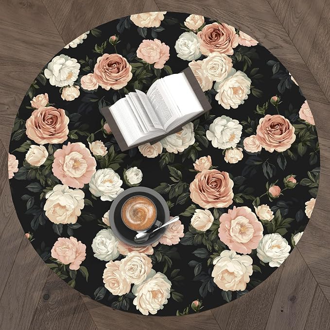 Pink White Rose Peony Wallpaper Peel and Stick Black Floral 17.5in x 393in - Image 8