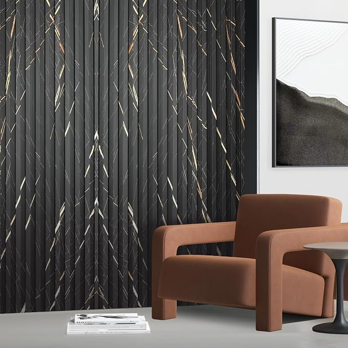 OUZUGIE WPC Acoustic Slat Wall Paneling, Living Room, TV Background, Study Room - Image 2