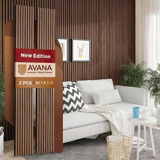 Avana Acoustic Wood Wall Panels –93.2x11.25 Inch Panels – Fits 94x12 Layout – by AvanaHome