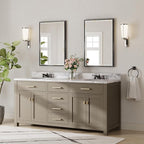 Black Framed Mirror for Bathroom, 24x36 Inch Black Rectangle Beveled Bathroom - Image 6