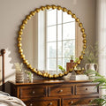 Easly Round Mirror for Wall, 32 Inch Gold Beaded Frame Decorative Vanity Mirror by EASLY