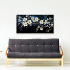 Suconvng Black Wall Art Minimalist Canvas Wall Art Decor White Flower Wall Art - Image 3