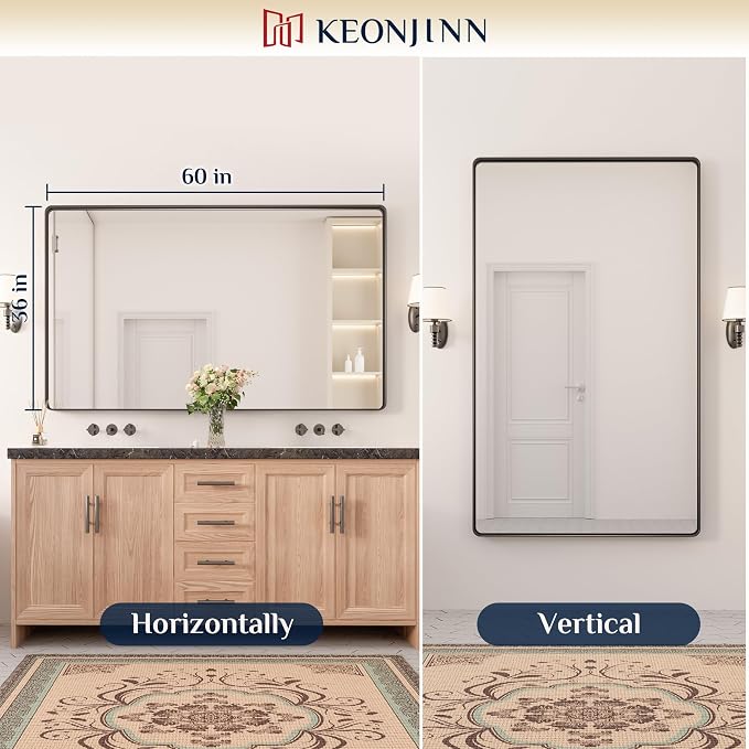 Keonjinn Black Bathroom Mirrors - Image 8