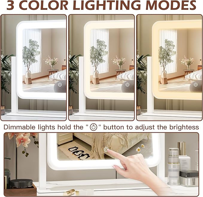 FENNIO Vanity Mirror with Lights 14"×12" Makeup Mirror with Lights, Lighted - Image 4