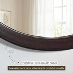 CULER Round Mirror 36 Inch, Wood Rustic Bathroom Tempered Wall Mirror - Image 4