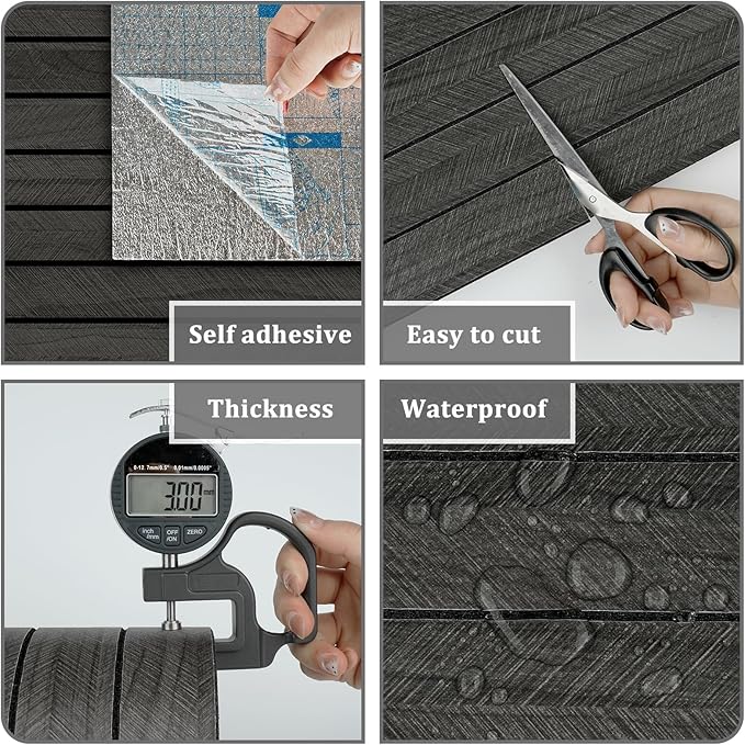 Grey/Black 3D Wood Panels for Interior Wall Decor Self Adhesive Wood Slat Wall - Image 5