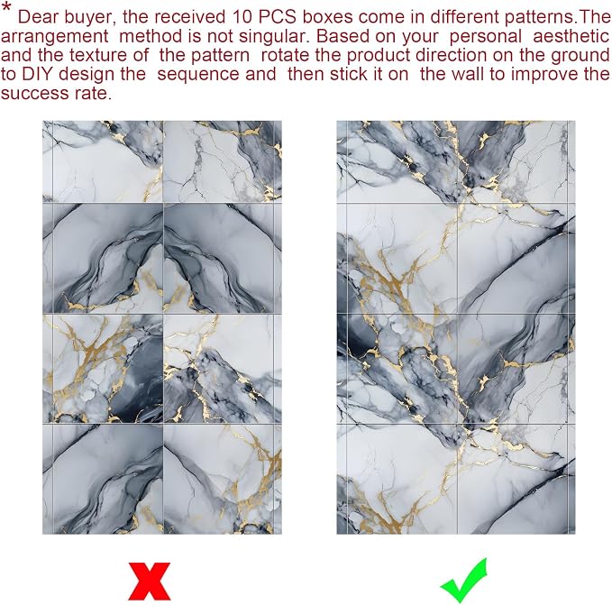 Chejiaye 22pcs Marble Peel and Stick Backsplash Surface Waterproof Wall Panels - Image 9