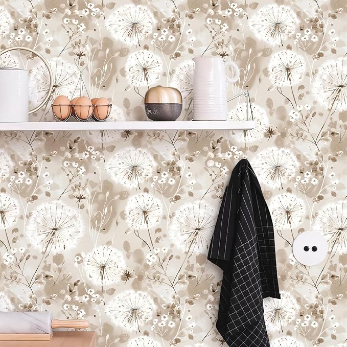Nukofal Flora Peel and Stick Wallpaper Dandelion Wallpaper Floral Contact Paper - Image 8
