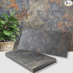 AULIGET 2-Piece Rust Slate Peel and Stick Backsplash Wall Tiles, Laundry Room by AULIGET