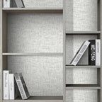 Grey Grasscloth Peel and Stick Wallpaper, Vintage Textured Contact Paper 15.75" - Image 8