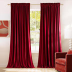 NICETOWN Red Blackout 120" Velvet Curtains by NICETOWN
