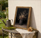 Vintage Gold Framed Wall Art Fall Dried Flowers Antique Vase Country Oil - Image 6