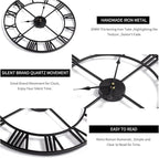 Large Modern Metal Wall Clocks Rustic Round Nearly Silent Little Ticking - Image 4