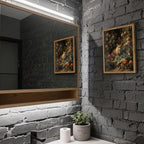 Framed Dark Academia Fox Canvas Wall Art, Sitting Fox Surrounded by Flowers - Image 4