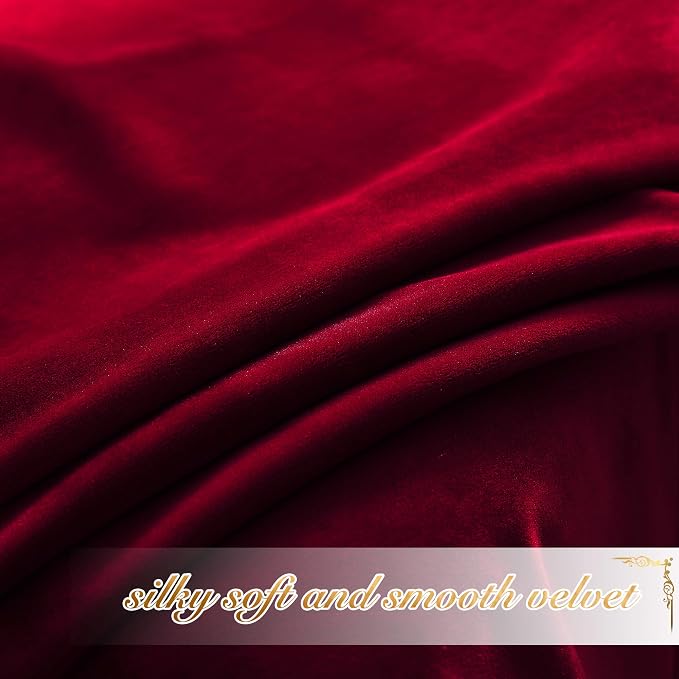 NICETOWN Red Velvet Curtains and Drapes 54 inches Long - Image 5