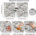 Brick Wallpaper Peel and Stick Wallpaper 17.3"x78.8" Grey and White 3D Brick - Image 3