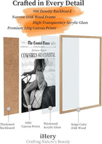 iHery Cowgirls Go Coastal Small Framed NewsPaper Canvas Wall Art, Natural OAK - Image 4