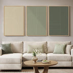 Large Framed Green and Neutral Beige Abstract Wall Art by Cuspin
