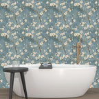 Vintage Floral Wallpaper Peel and Stick Blue White Flowers Contact Paper Vinyl - Image 8