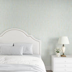 VEELIKE Blue Gold Grasscloth Peel and Stick Wallpaper 15.7''x118'' - Image 3