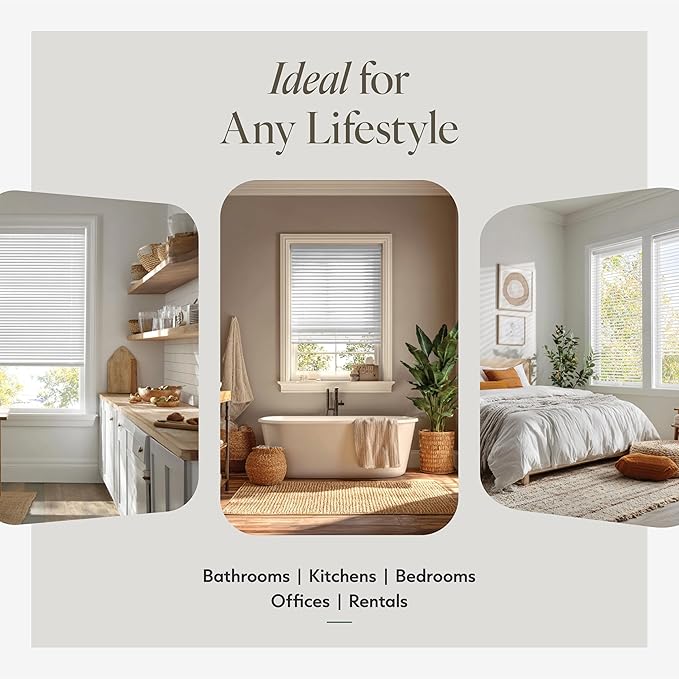 CHICOLOGY Cordless Mini Blinds for Indoor Windows, 77.25" W x 48" H, Light - Image 3