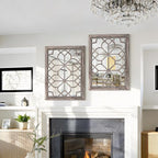 Set of 2 19x26 Inch Large Brown Shatterproof Rectangular Wall Mirrors, Boho - Image 5