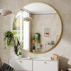BEAUTYPEAK 24 Inch Round Mirror, Metal Frame Circle Mirror, Wall Mounted by BEAUTYPEAK