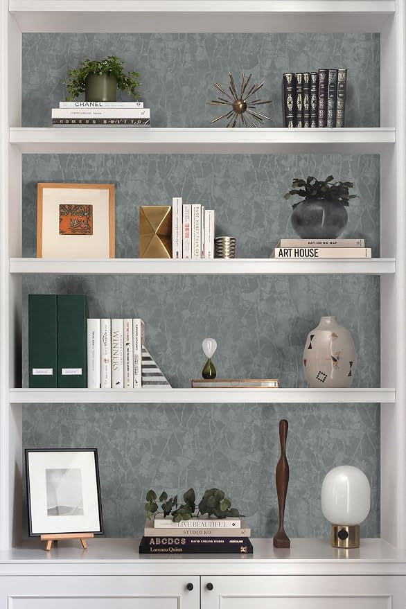 Yasinet Peel and Stick Wallpaper Removable Wallpaper Modern Grey-Green Embossed - Image 5